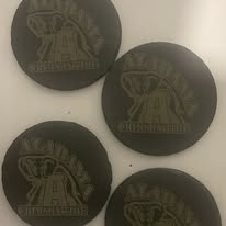 Set of 4 Football-Themed Engraved Round Slate Coasters