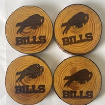 Set of 4 Football-Themed Engraved Wood Coasters – Rustic Fan Collection
