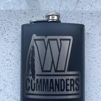 Personalized Football Flask – 8oz Black Matte Engraved Gift for Fans & Coaches