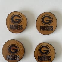 Set of 4 Football-Themed Engraved Wood Coasters – Rustic Fan Collection