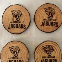 Set of 4 Football-Themed Engraved Wood Coasters – Rustic Fan Collection