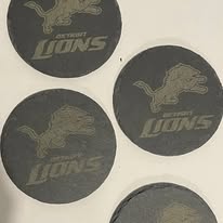 Set of 4 Football-Themed Engraved Round Slate Coasters