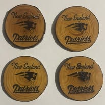 Set of 4 Football-Themed Engraved Wood Coasters – Rustic Fan Collection